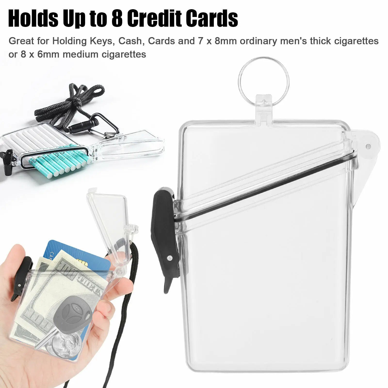 Waterproof Clear Badge Case ID&Credit Card Cash Holder Transparent