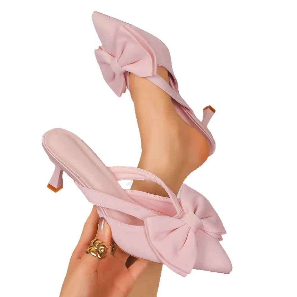 Fairy Pink Cool Slippers Women's Summer 2026 French Pointed Bow