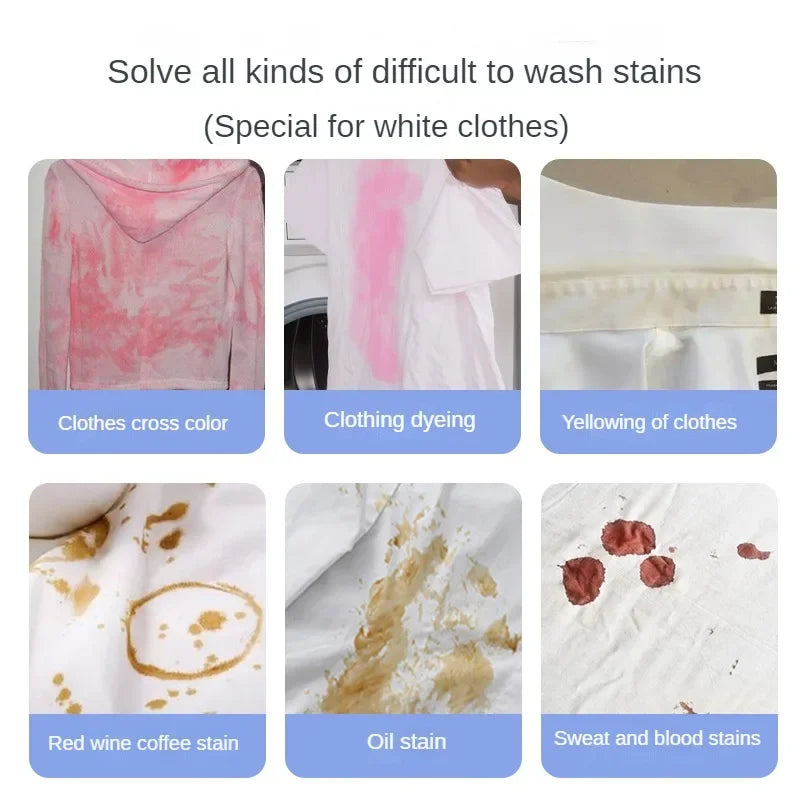 110-250g White Clothes Laundry Oxygen Bleach Laundry Stain Removal Detergent Clothing Oil Stain Remover White Reducing Agent Zpaxo