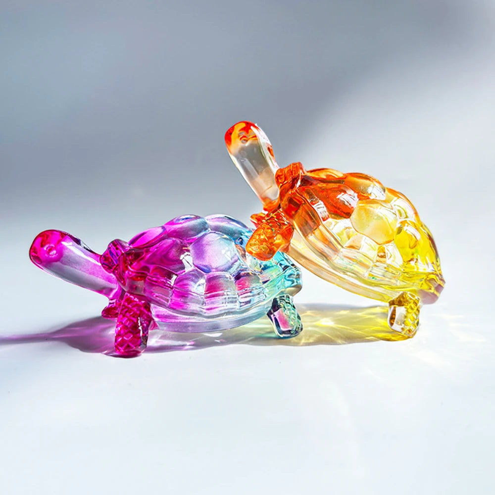 Crystal Glass Lucky Turtle Statue – Light-Catcher Decor Gift