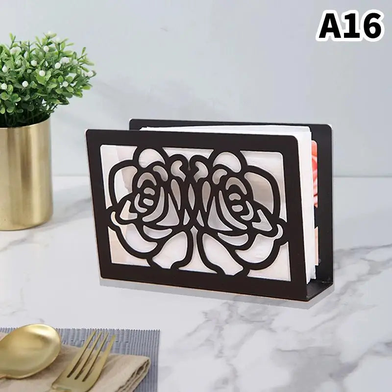 CM1Pc Elegant Iron Art Tissue Box Homestay Napkin Holder Kitchen Zpaxo A16