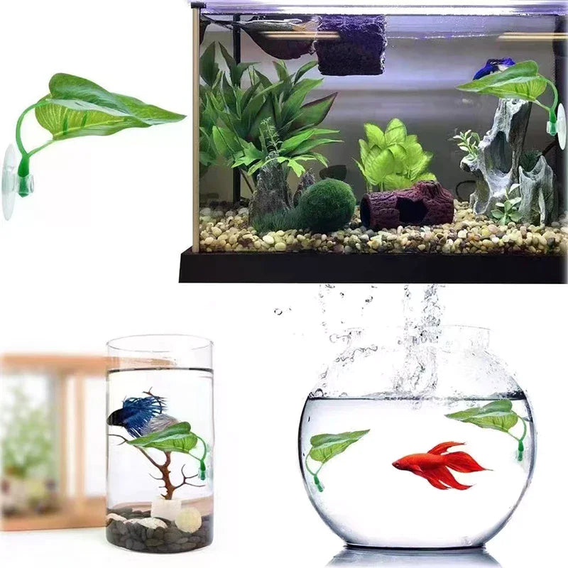Artificial Aquatic Plant Aquarium Landscaping, Artificial Betta Fish Leaves, Resting Leaves, Spawning Leaves Zpaxo