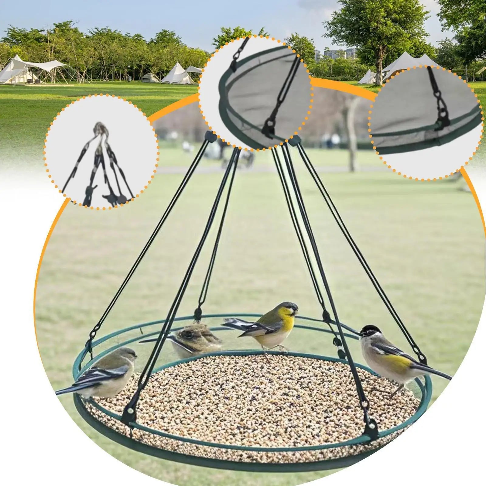 Platform Bird Seed Catcher Tray Simple Installation Reliability Hanging Hoop for Outdoors Backyard Bee Feeder Home Farmer Zpaxo