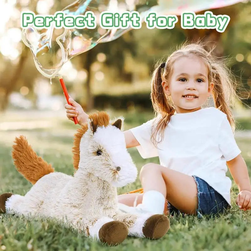 Stuffed Horse Plush Toy Realistic Horse Toy Huggable Cute 21inch Pillow Collectors Display Educational Adorable For Kids Girls Zpaxo