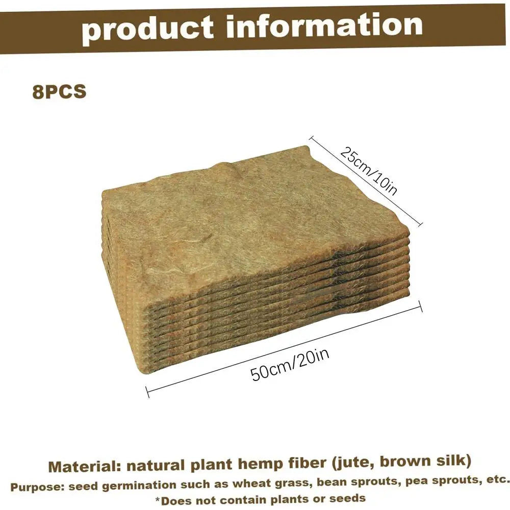 Jute Grow Mat 8 Pieces Jute Growing Seedling Pads 10x20 Inch Organic Germination Mat for Beginner Indoor Home Garden Balcony Zpaxo A China Mainland