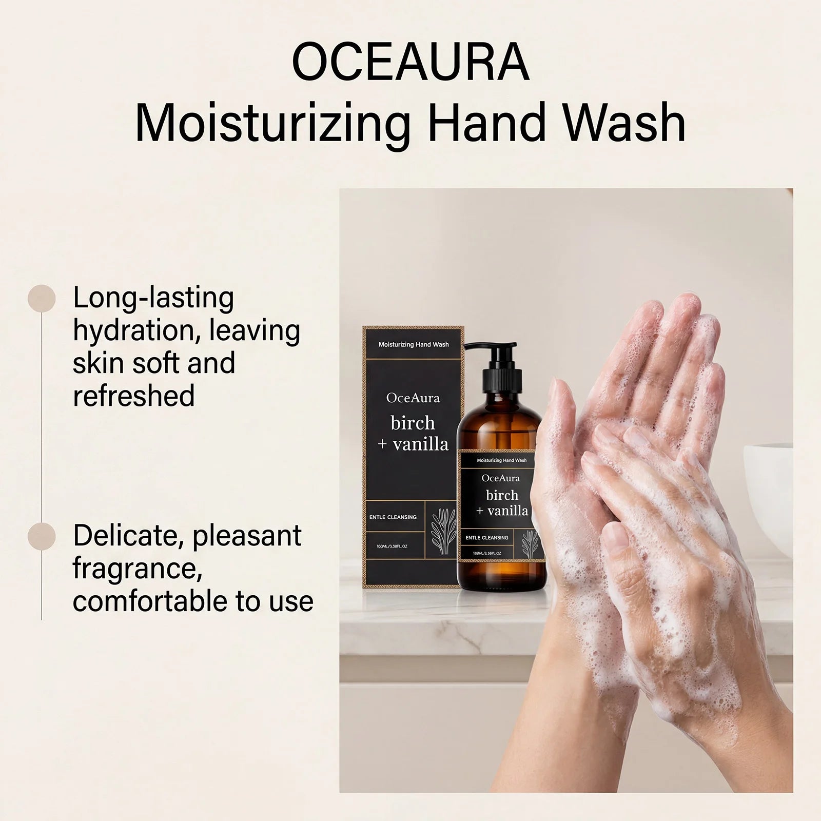 OceAura Vanilla Extract Moisturizing Hand Wash 100ml Liquid Hand Soap Zpaxo