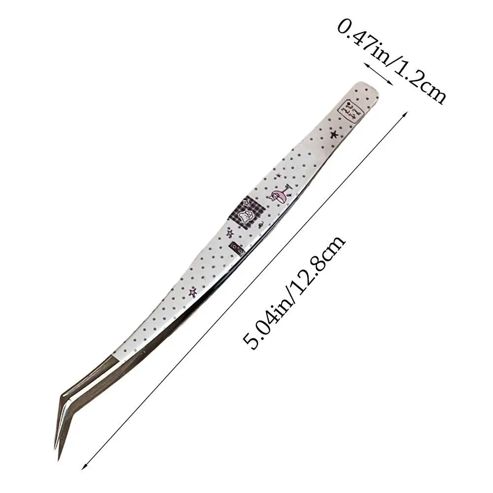 Stainless Steel Curved Stickers Tweezers Precision Cartoon False Zpaxo