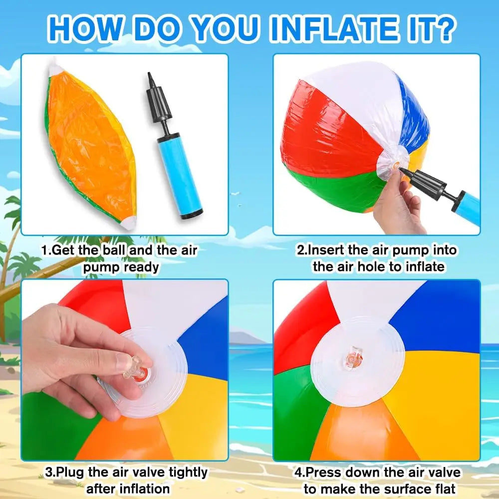 Summer Inflatable Beach Balls Rainbow Striped Pool Party Games Adults