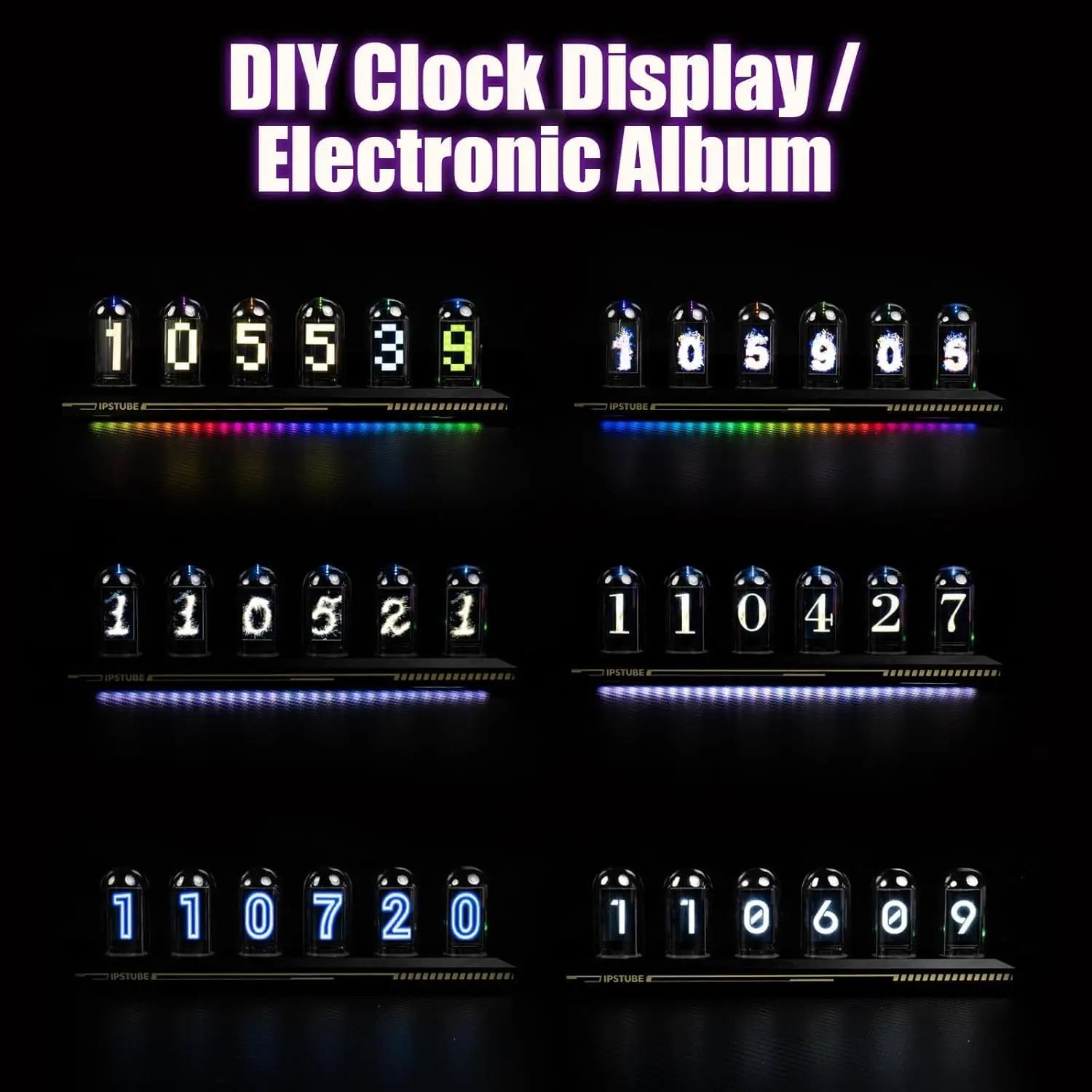 Smart RGB Nixie Tube Clock Night Light With Bluetooth APP DIY Digital Analog Glow Desktop Decoration Light For Gaming Home Decor Zpaxo
