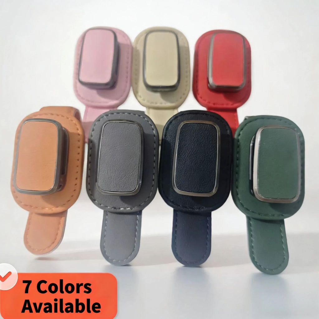 Heavy-duty PU Leather Car Sun Visor Clip Eyeglass Holder Dashboard
