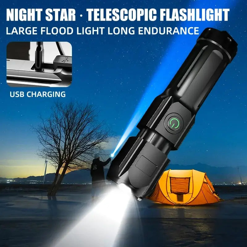 Telescopic Zoom Tactical Flashlights Rechargeable LED Torch 4