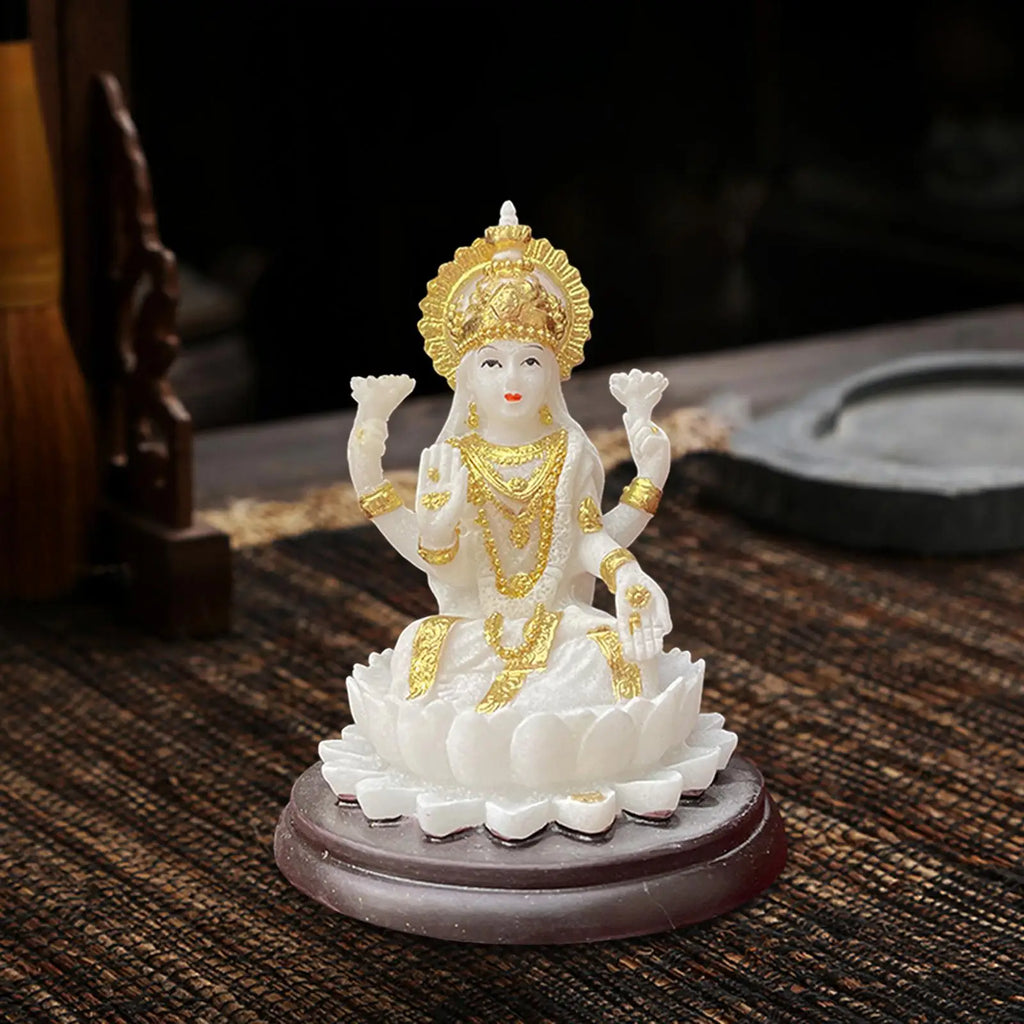 Hindu Goddess Lakshmi Statue Indian Goddess Feng Shui Decor Desktop Ornament for Table Bookshelf Office Cabinet Diwali Gift Zpaxo Default Title