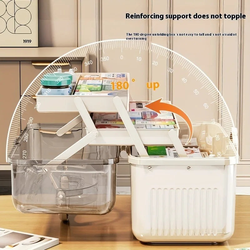 Smart Flip-top Medicine Box Visual Window Multi-layers Easy-carry
