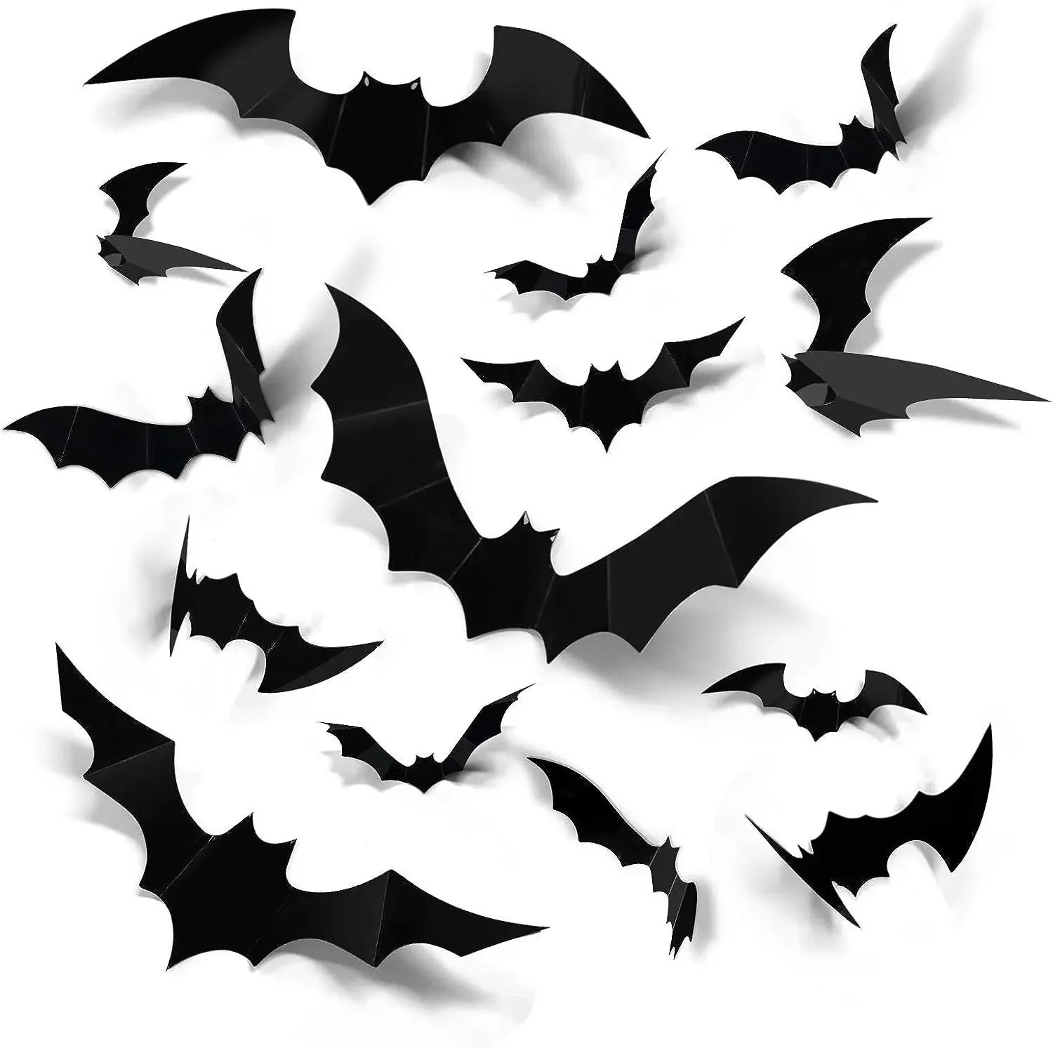 3D Black PVC Bat Spider Wall Stickers Scary Halloween Decorations