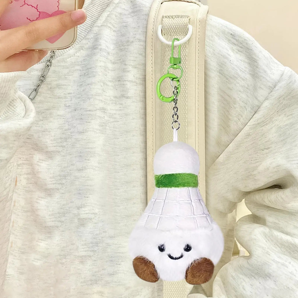 Cute Plush Keychain Cute Badminton Plush Stuffed Keychain Novelty Small Key Chain Soft Cartoon Bag Charm For Backpack Wallet Zpaxo