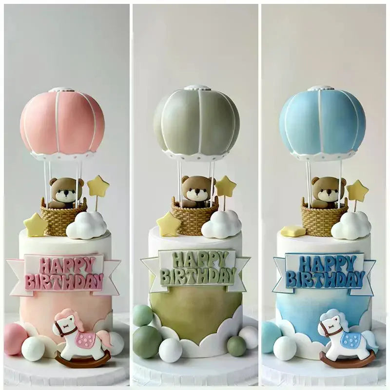 Blue Pink Hot Air Balloon Cake Topper Gender Reveal Party Cake Decoration Kids Boy Girls Birthday Party Supplies Baby Shower Zpaxo
