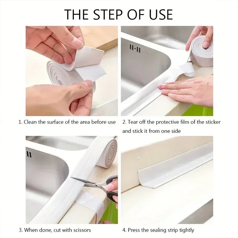 PVC Waterproof Sealing Tape Bathroom Toilet Caulk Tapes Kitchen Sink Countertop Mildew Fouling Proof Sealer Self Adhesive Strip Zpaxo