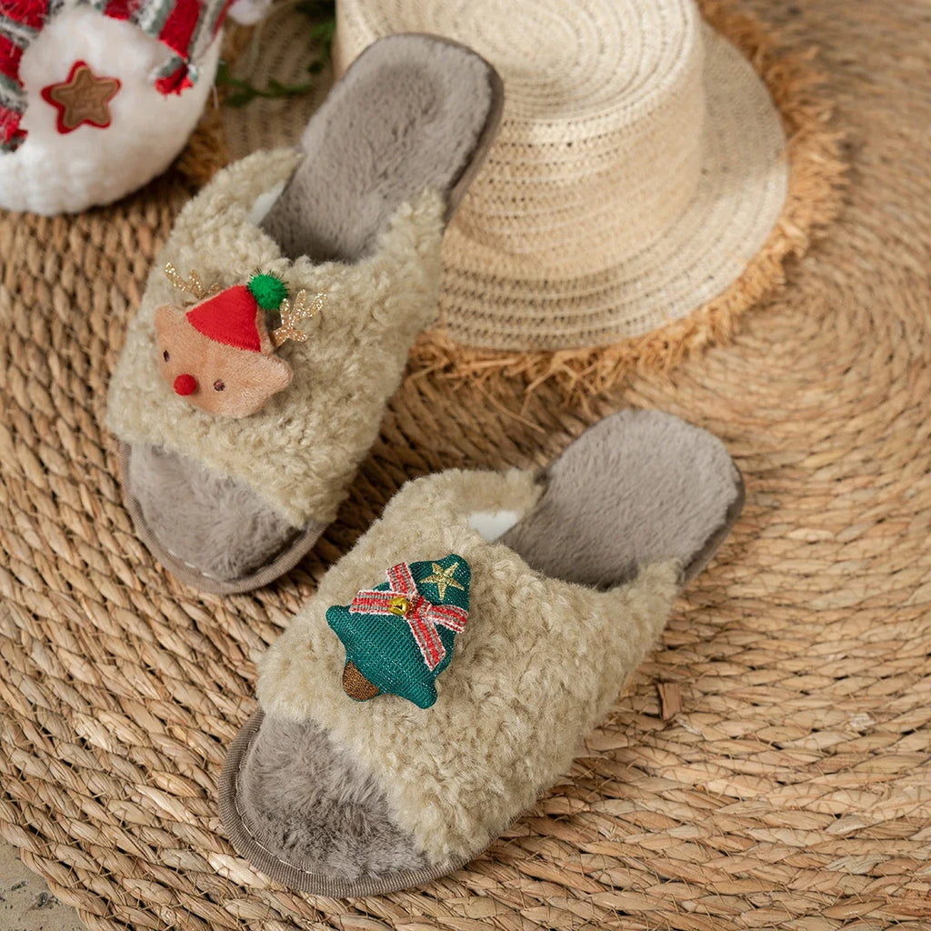 2025 New Women Slippers Cute Cartoon Christmas Candy Slides Women Warm Indoor Home Slippers Autumn and Winter Shoes for Women Zpaxo