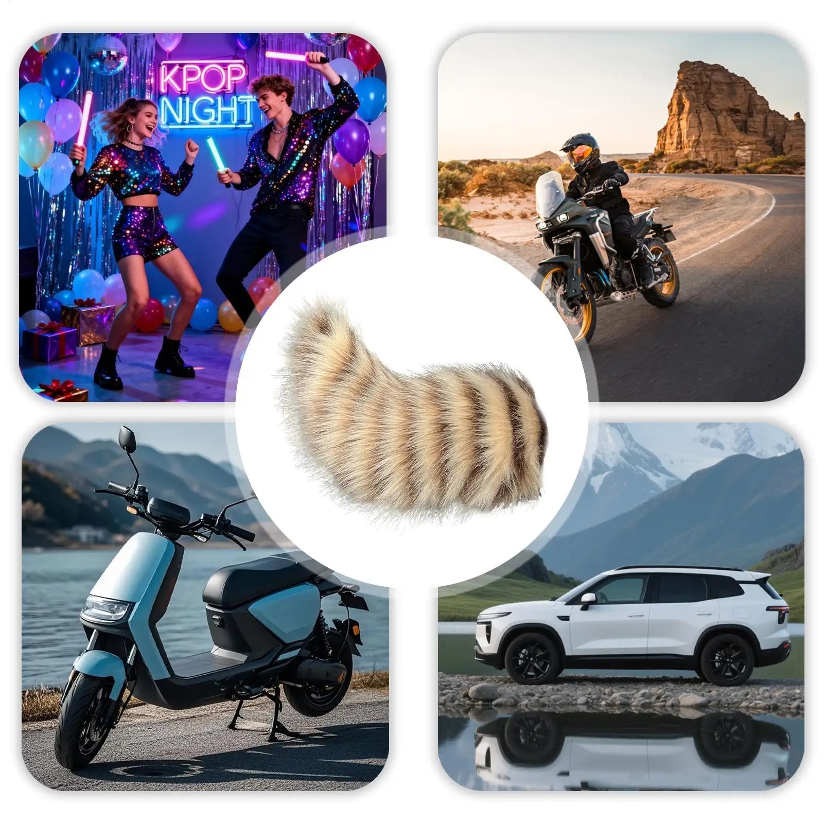 Moving Furry Tail Remote Control Wagging Plush Animal Car Trunk