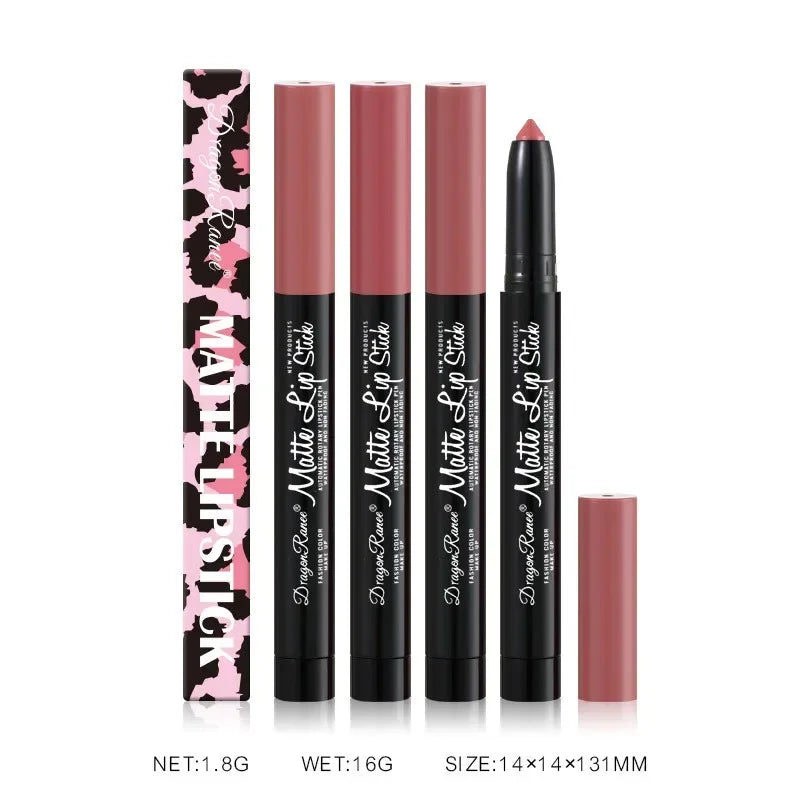 12 Colors Lipstick Pencil Matte Velvet Waterproof Long-lasting Non-stick Cup Lip Stick Sexy Rose Red Automatic Lip Liner Makeup Zpaxo