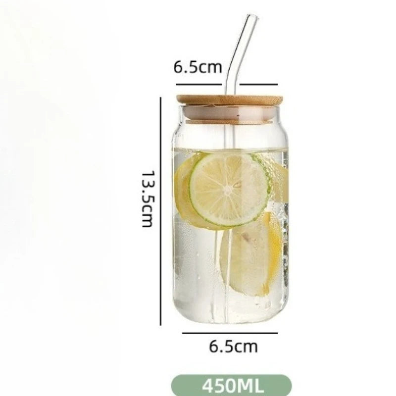 550ml High Temperature Resistant Straw Cup with Lid, Glass High Borosilicate Heat-resistant Glass Cup, Milk Tea Coffee Cola Cup Zpaxo 450ML with straw 450ML-550ML