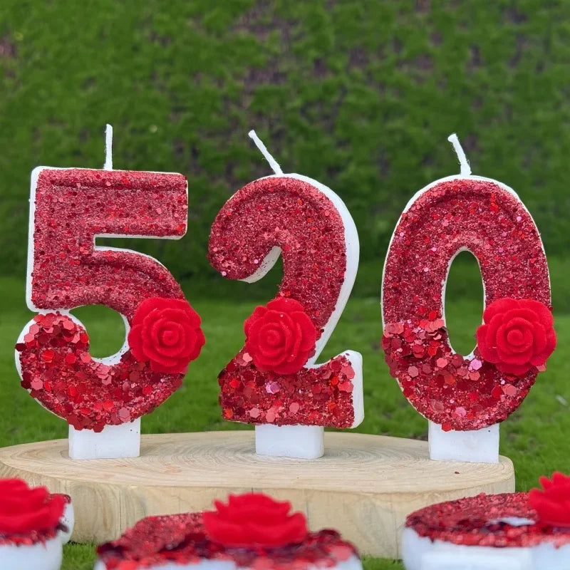 Digital Birthday & Rose Cake Candles – Party & Wedding Decor Cake Decoration Candles Zpaxo