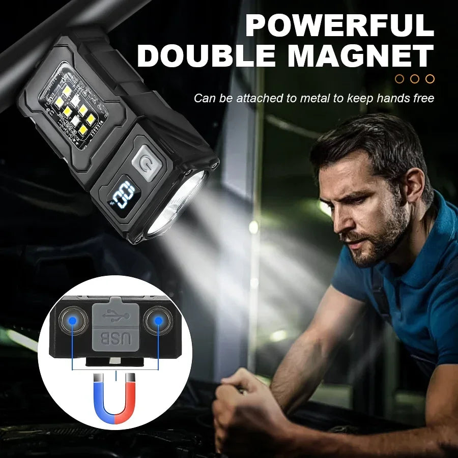 Mini LED COB Flashlight – Magnetic, USB-C Rechargeable, 8-Mode