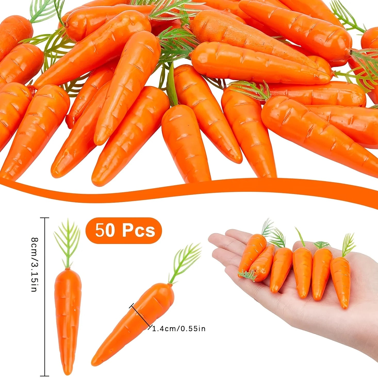 Mini Faux Carrots – Foam Easter & Fairy Garden Decor (10/30/50)