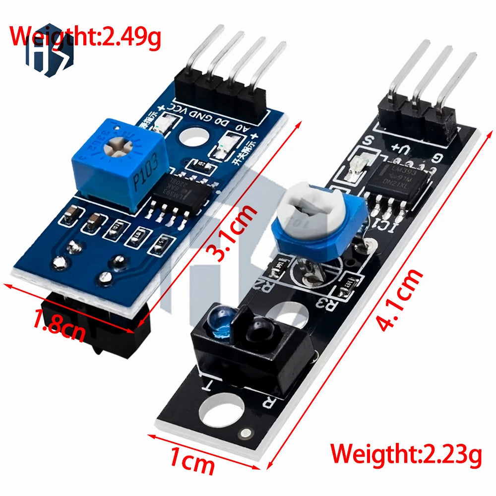 ‌TCRT5000 IR Reflective Sensor Module (3.3V-5V) 1-Channel Obstacle Avoidance & Line Tracking with Adjustable Sensor for arduino Zpaxo