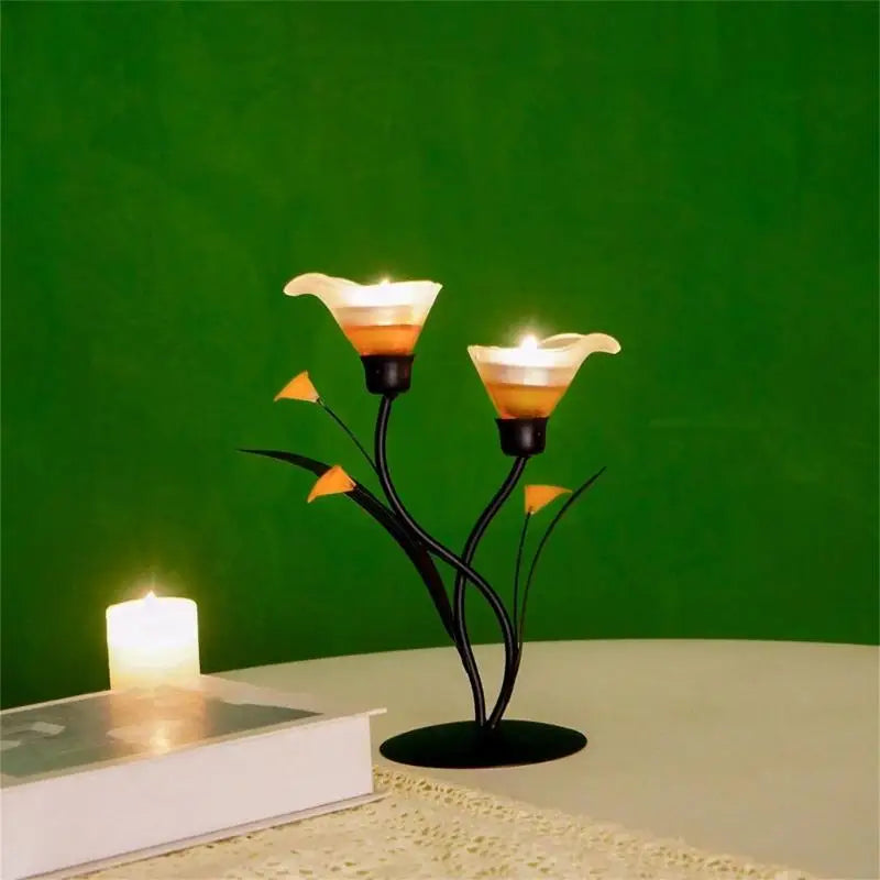 Artistic Floral Candelabra Iron Frame Calla Lilies Flower Holder