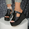 Women Sandals Lightweight Wedges Platform Sandals Women Sexy High Heels Shoes Peep Toe Open To Walking Designer Shoes Women Zpaxo black 39