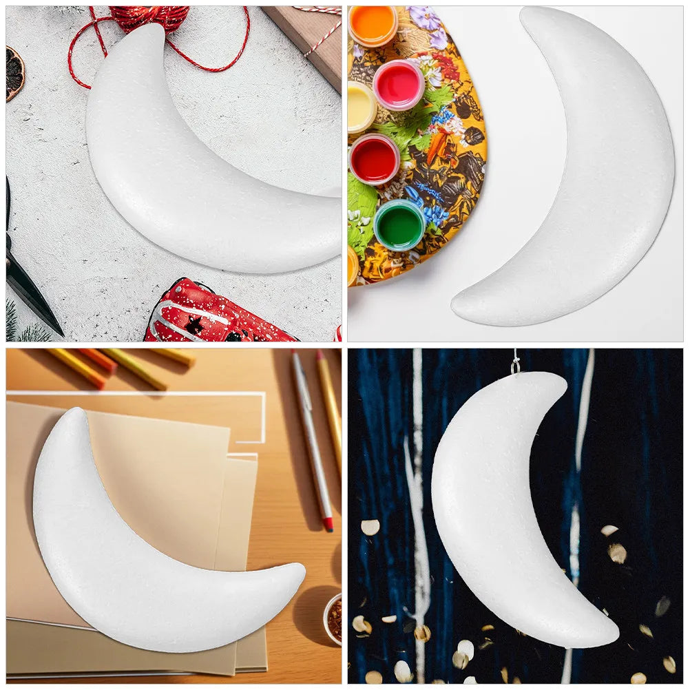 White Polystyrene Moon Shapes Smooth Surface DIY Craft Decorations
