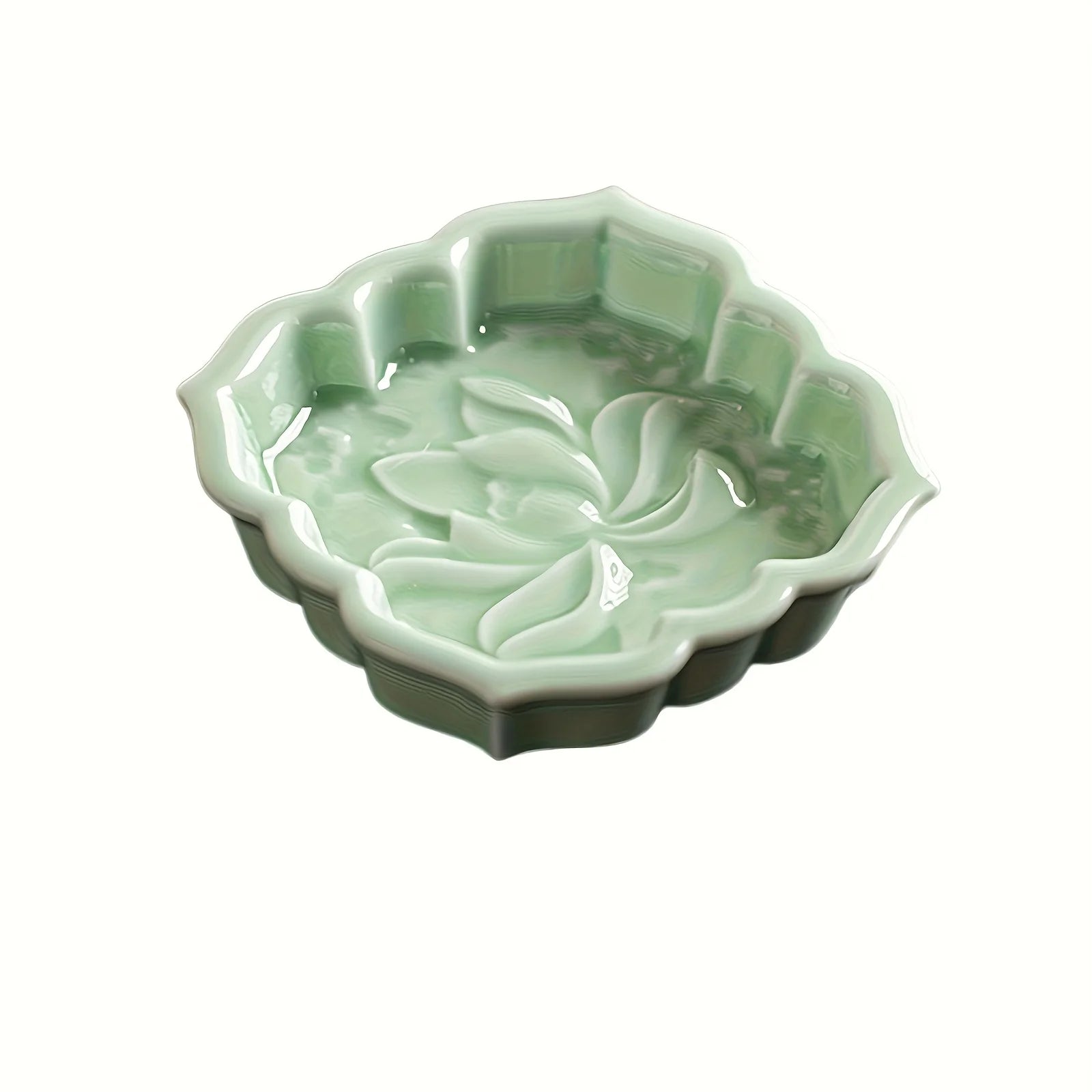 Ceramic Sauce Dish, Lotus Design - Small Appetizer Plate for Soy Sauce, Condiments, Snacks - 4 Color Options Zpaxo light green