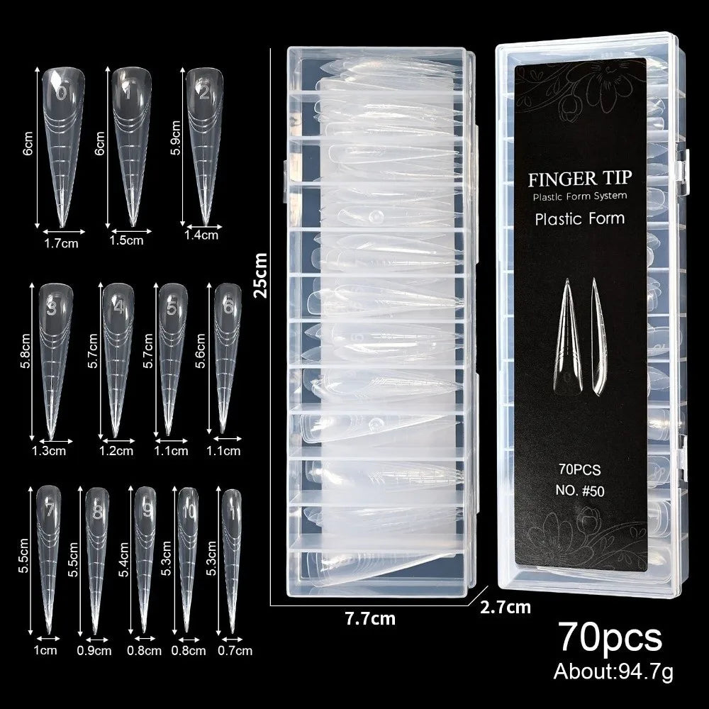70 140 Gel Dual Nail Forms Transparent 14 Molds Reusable Poly Zpaxo