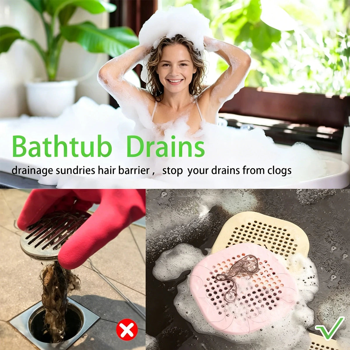 Silicone Drain Strainer Set 6/9pcs – No-Clog Filter & Suction Base