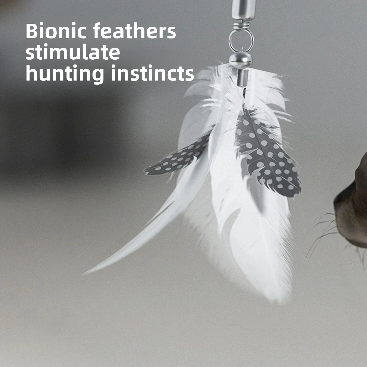 Interactive Cat Feather Wand Toy – Lamb Plush Teaser Stick
