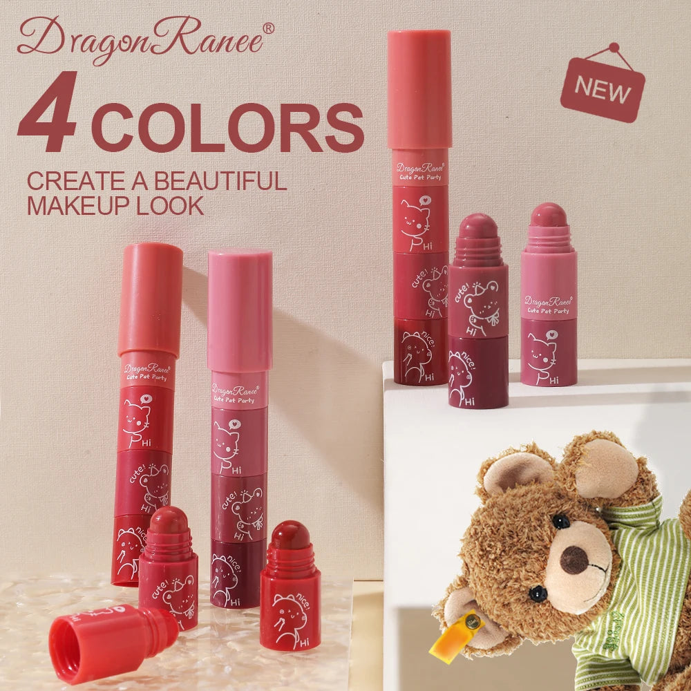 Four-Section Lipstick Autumn and Winter Matte Velvet Matte Lip Gloss Long-Lasting Makeup Effect Whitening Complexion Lip Gloss W Zpaxo