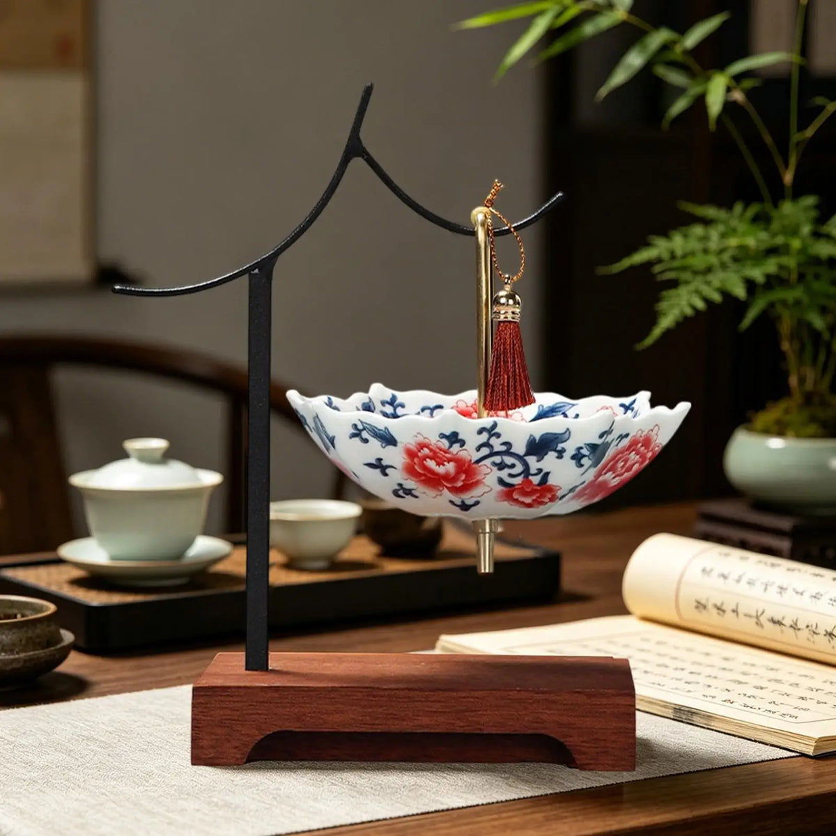 Tea Strainer Umbrella Design Ceramic Leaf Colander with Stand Strainers for Loose Tea for Enhances Flavor Softens Water Cooking Zpaxo A China Mainland