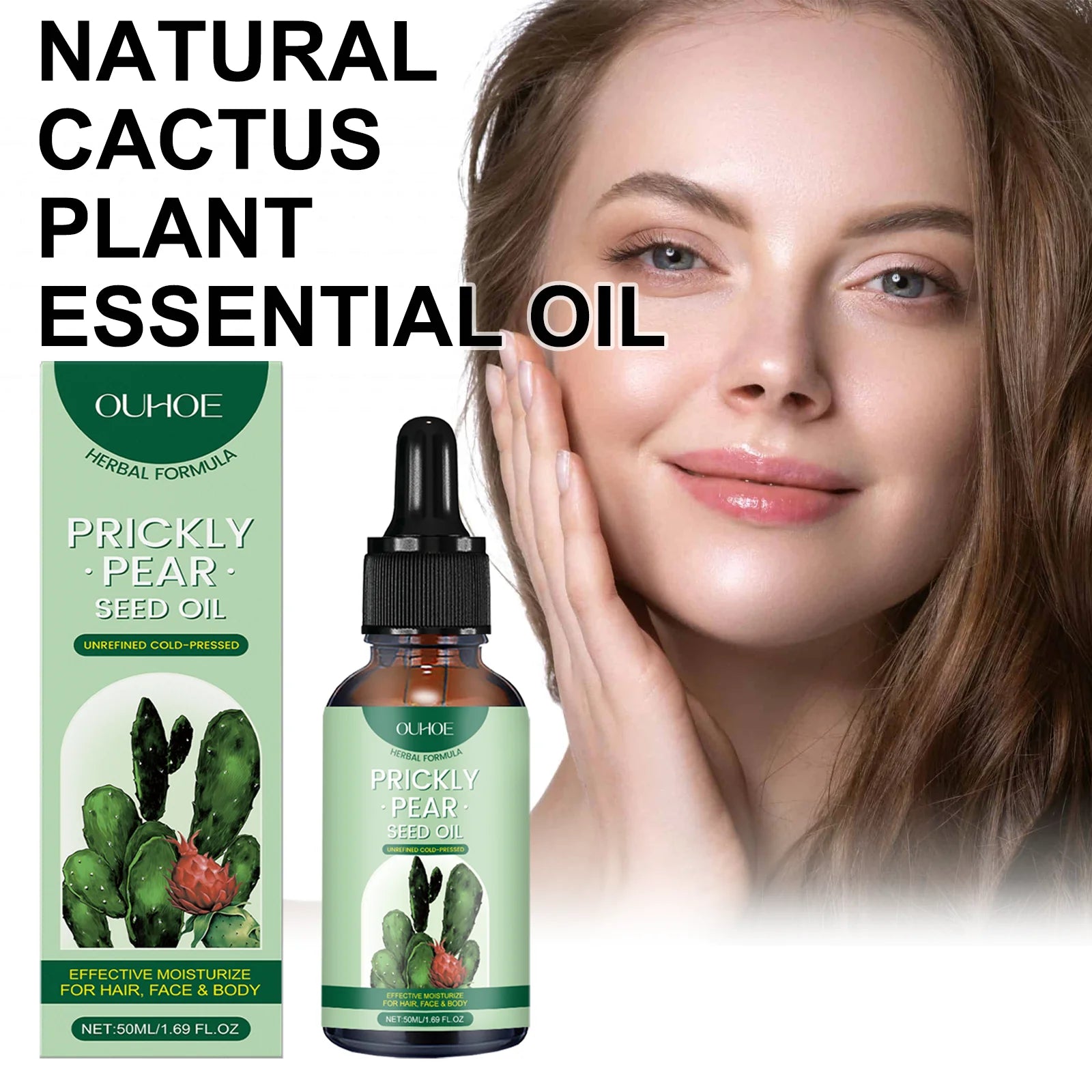 2 in 1 Cactus Seed Oil Face Body Hair Natural Plant Based Moisturizing Massage Argan Almond Anti Pollution Nourishing Treatment Zpaxo