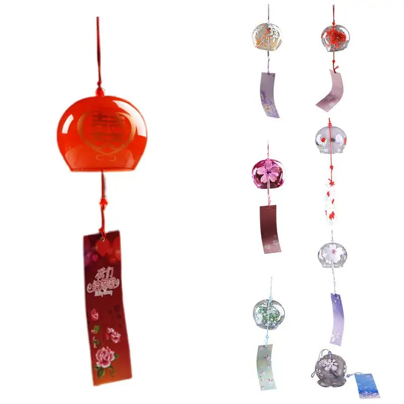 Japanese Wind Bell Japan Wind Chimes Handmade Glass Furin Home Decors Spa Kitchen Office Decor Sakura Cherry Blossom Pattern Zpaxo