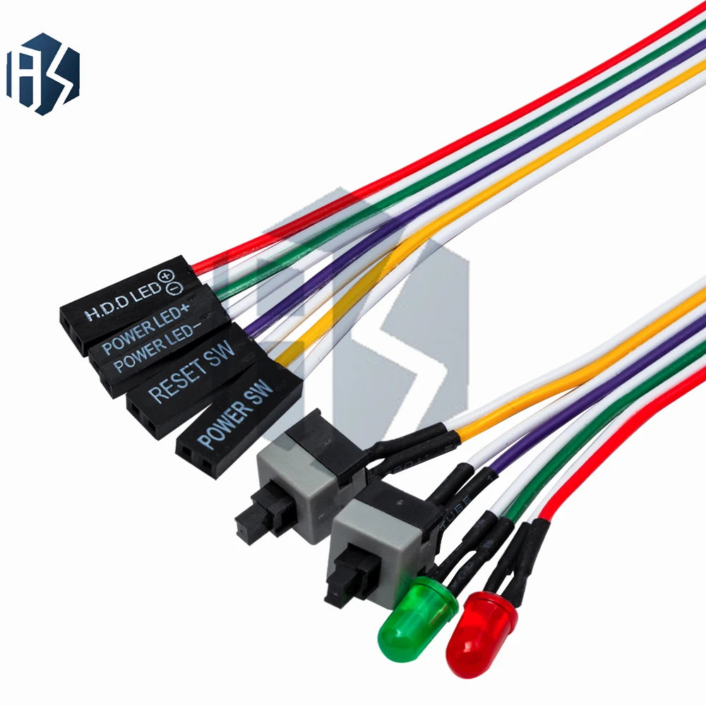 1PCS 65cm PC Motherboard Power Reset Switch Cable, LED Indicator ON/OFF Front Panel Wire Zpaxo