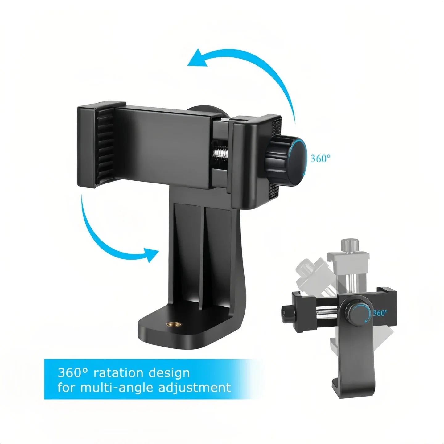 Tripod Mount Universal 360 Degree Mobile Phone Clip for 1/4" Screw Holes Cellphone Holder Desk Tripod Adapter For iPhone/Samsung Zpaxo 1PCS