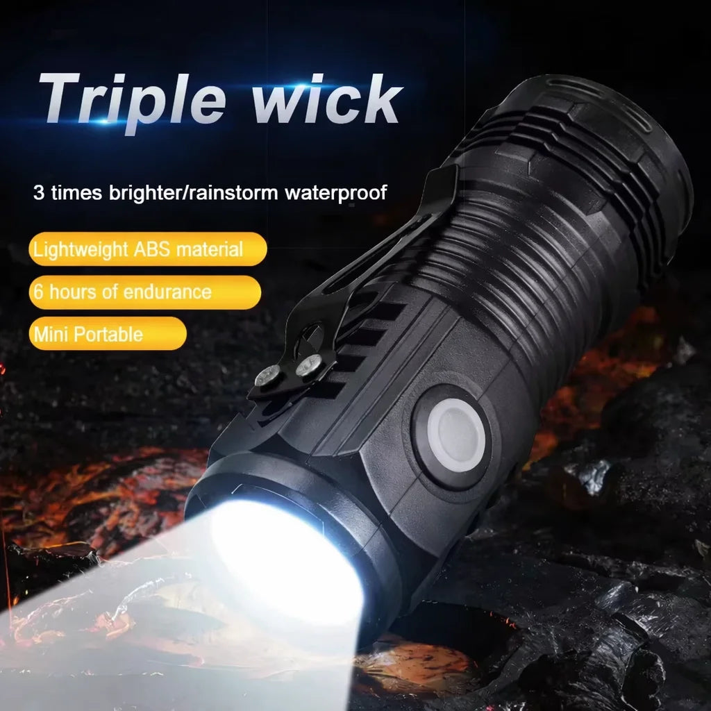 Rechargeable Outdoor Flashlight Strong Light Portable Waterproof Torch Camping Hiking Emergency Searchlight Handheld EDC Light Zpaxo