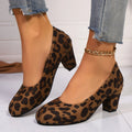 Women Pumps Comfortable Large Size Heels Women Slip-On Round Toe Shoes Fashion Elastic High Heel Single Shoes Zapatos De Mujer Zpaxo leopard print 37