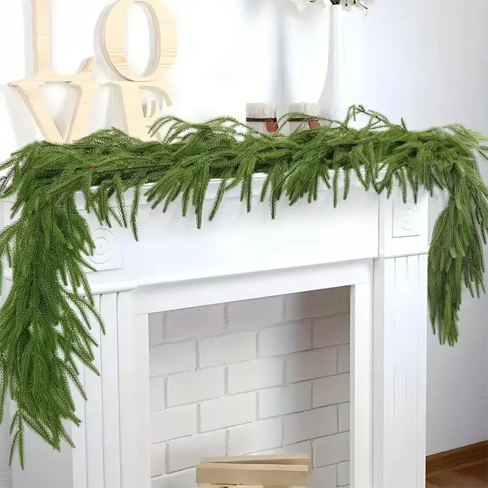 180 Artificial Norfolk Pine Garland Realistic Faux Cedar Christmas
