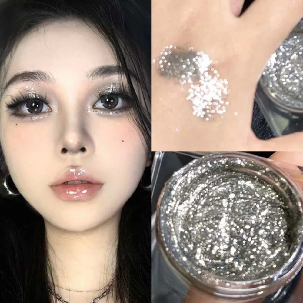 Glitter Highlighter Powder Eyeshadow Gel Fine Sparkling Pearly Diamond Wet Shadow Shimmer Brightening Contouring Makeup Cosmetic Zpaxo