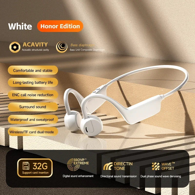 Bone Conduction Headset Wireless Swimming Sports Headphone IPX8 Zpaxo White