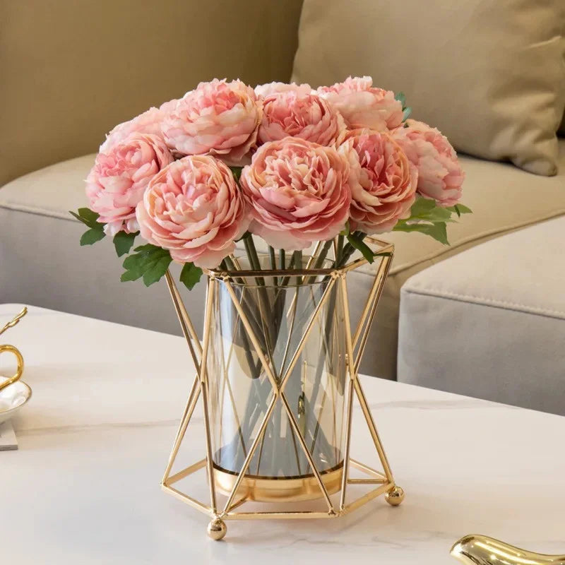 Luxury Wrought Iron Glass Vase Dining Table Centerpiece Hydroponic