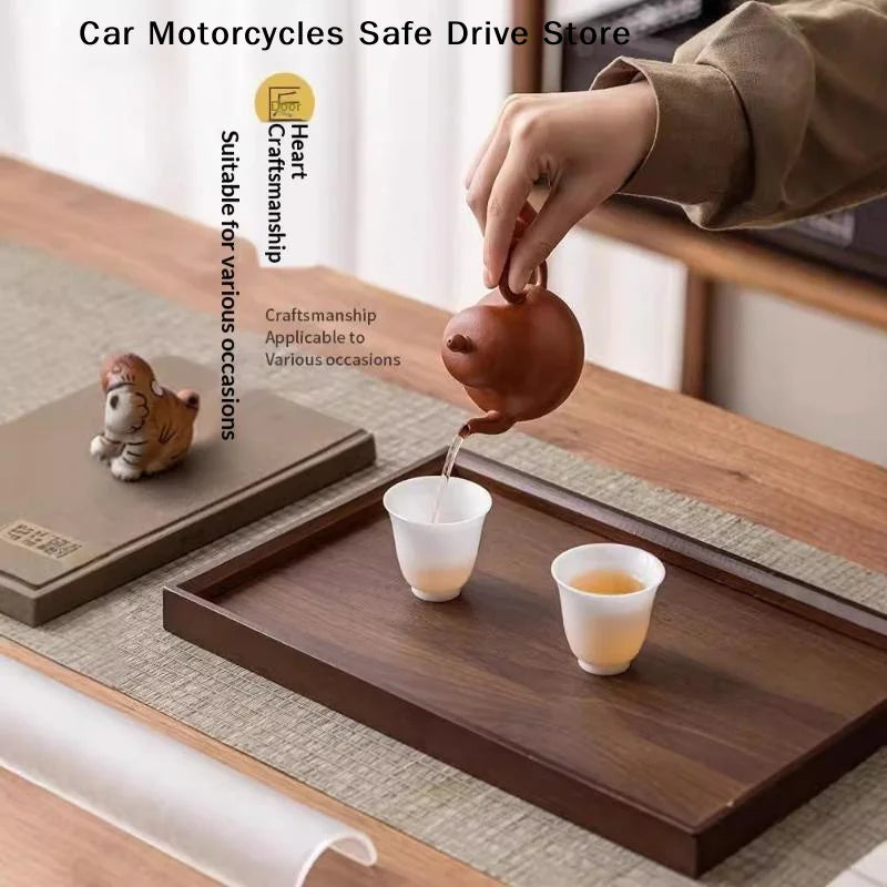 MRectangular Bamboo Wooden Decorate Tray Walnut Serving Display Plate