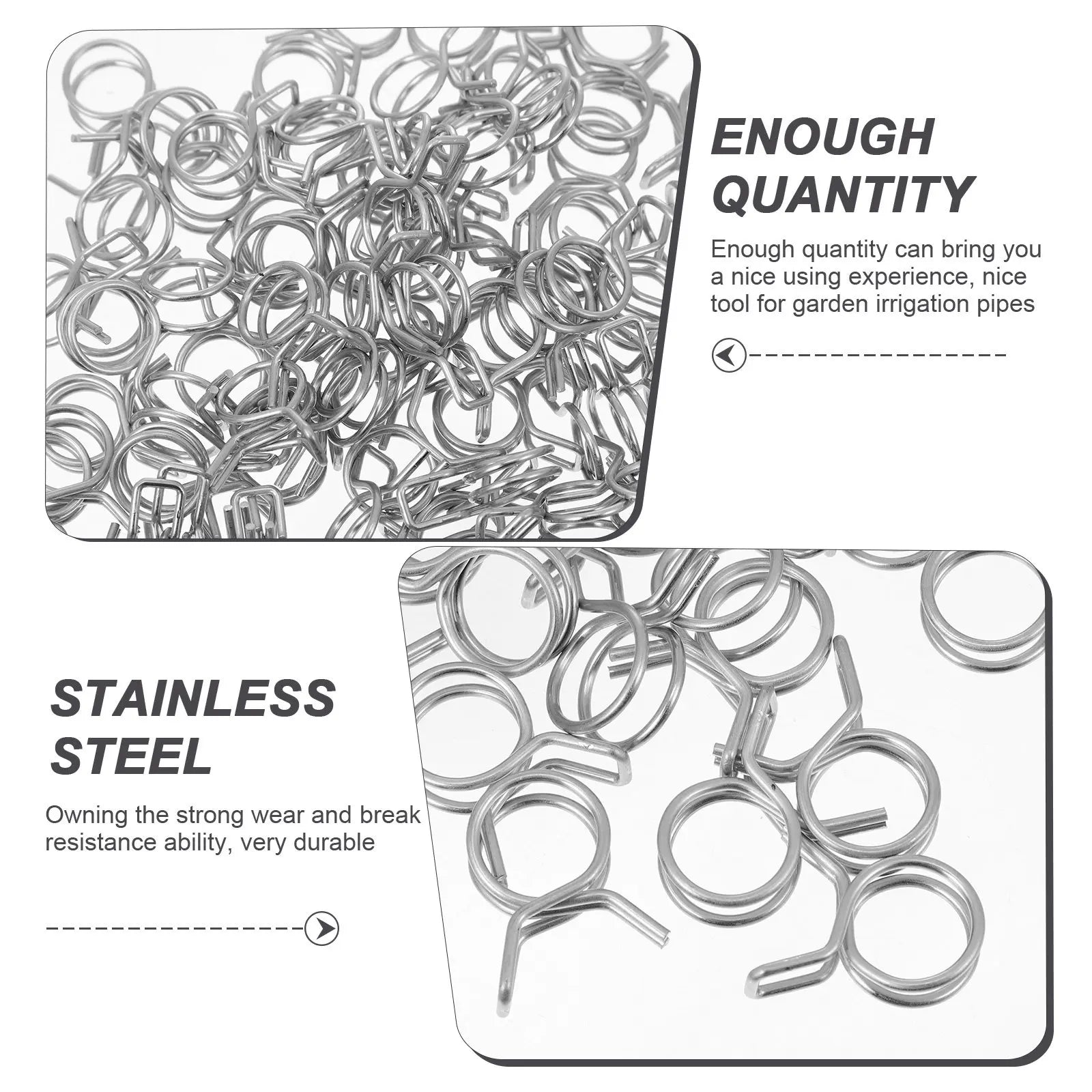 100Pcs Stainless Steel Clamp Strong Wear Resistant Hose Spring Clip for Garden Irrigation Water Pipe Air Fuel Vacuum Tube Zpaxo